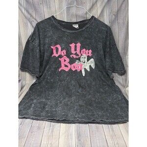 Black Tie Dye "Do You Boo" Ghost TShirt Women's 2XL Black Pink Cotton  Colortone